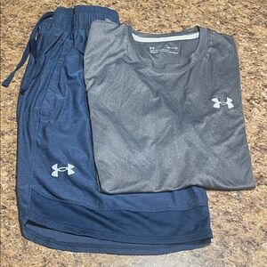 Under Armour Charcoal Tee and Navy Shorts Set Small